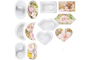 Yalulu 6Pcs Tealight Candle Holder Silicone Mould Candlesticks Epoxy Resin Molds, Tea Light Candle Holder Resin Casting Molds andle Tray Epoxy Mold