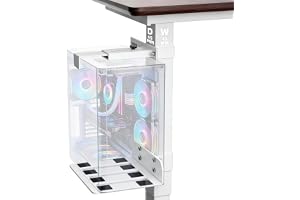 PC-hållare under skrivbord, montering utan borrning, bredd och höjd justerbar, passar de flesta datorhus, 19 kg kapacitet (gä