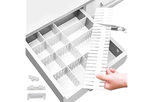 LONNEY Schubladenteiler Schubladen Ordnungssystem Schubladeneinteiler 16 er Set Schubladentrenner Verstellbar Weiß Trennwände verstellbar Für Schrank Unterwäsche Socken DIY Organizer mit Verbinder