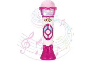 Twister.CK Enfants Changeur de Voix Microphone Jouet Machine Karaoké Toddler Enregistrement, Fonction de Musique, Lumières Colorées, Party Favor Jouet Grand Anniversaire Filles Garçons, Rose