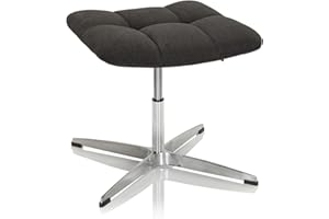 hjh OFFICE 671005 Taburete SARANTO Tela Negro, un Elegante Taburete tapizado de diseño Retro, Ajustable en Altura