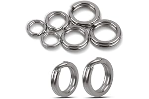 ‎OROOTL OROOTL Sprengringe Angeln Spaltringe Edelstahl, 100stk Hochfeste Köderringe Hyber-Draht-Splitringe Angelköder Drillinge Angelhaken Verbinder Doppel Snap Ring Köderring Salzwasser Angelzubehör Set