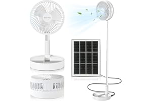 BoloShine Klappbarer Standventilator, Mini Teleskopventilator USB Wiederaufladbarer Ventilator Solar Tischventilator, 3 Geschwindigkeiten Leise Höhenverstellbar Bodenventilator für Camping Büro Zimme