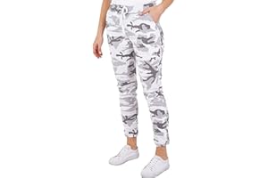 CRAZY FASHION Women's Italian Camouflage Army Printed High Waisted Magic Pants Casual Stretchy Joggers Lagenlook Style Ladies Trousers