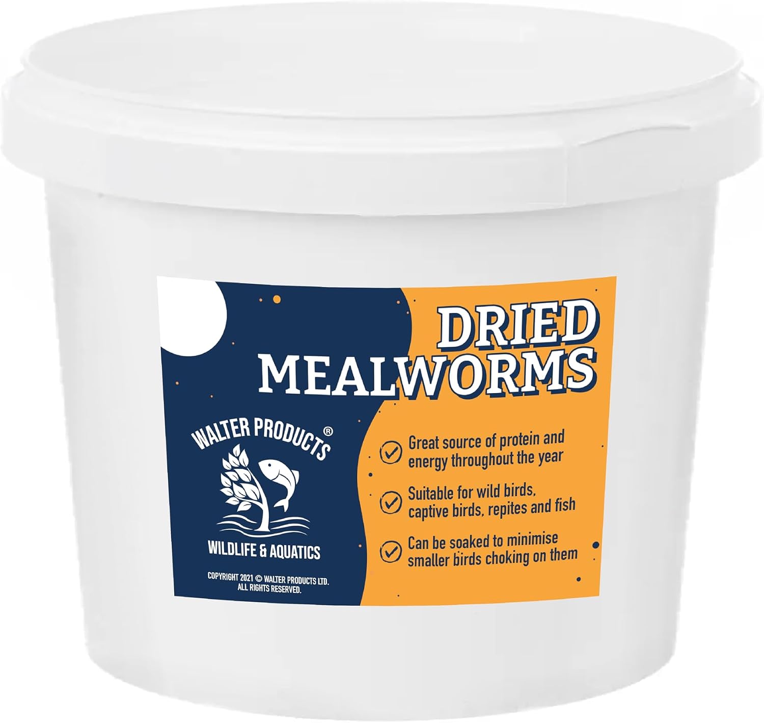 Walter’s Meal Worms (1L Tub) - Dried Mealworms for Birds, Bird Food in Stay Fresh, Easy Tubs