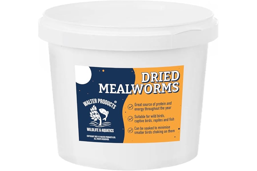 Walter’s Meal Worms (1L Tub) - Dried Mealworms for Birds, Bird Food in Stay Fresh, Easy Tubs