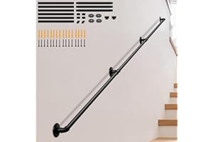 LIANTRAL 3M Stair Handrail for Indoor & Outdoor, Non-Slip Wrought Iron Banister with Industrial Design, Heavy Duty Safety Wall Mounted Banister Handrails for Elderly, Kids, Disabled
