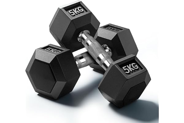 Slovic Dumbbell Set 10 KG (5 KG x 2) Hexa Dumbbells Set for Home Workout 5 KG Dumbbells Pair for Exercise Gym Equipment for Home Workout Anti Skid Rubber Dumbbell Black