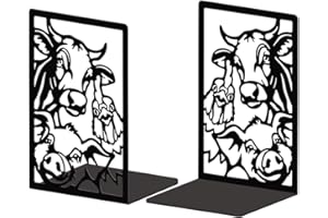 ‎PEACOBLUE Peacoblue BuchstüTzen-Halter Aus Metall füR Dekorative Regale, 13.5 X 11 X 20 cm, Modern, Kreativ, Robust, füR Schreibtisch, Regal, 1 Paar (Bauernhoftiere)