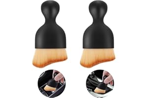 Telooco Szczotka do detali wnętrza samochodu, 2 szt. do czyszczenia deski rozdzielczej samochodu z miękkim włosiem, szczotka do odkurzania samochodu, odpowiednia do czyszczenia paneli wentylacyjnych,