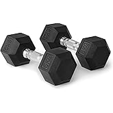 Amazon Basics Rubber Encased Hex Dumbbell Weights Set