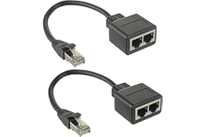 HUAREW RJ45 Splitter Adapter LAN Ethernet Extender 1 männlich zu 2 weiblich Cable für Ethernet Cat5 Cat5e Cat6 Cat7(2 Stück)