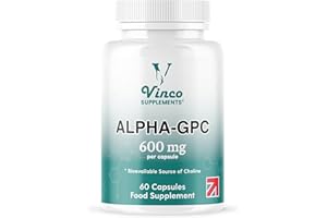 VINCO SUPPLEMENTS Vinco Alpha GPC 600mg in One Capsule - 60 Capsules = 60 True Servings - Pure Choline Supplement - Nootropic for Brain Support, Focus, Memory, Motivation & Energy - Alpha GPC Rich - Made in The UK