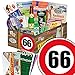 Produktbild 66 Geburtstag Geschenk DDR - SPEZIALITÄTEN Box mit DDR Waren + Geschenkverpackung "Verkehrsschild 66" mit Ostmotiven + gratis DDR Kochbuch + gratis Geschenkkarten – Rotkäppchen Sekt (0,2l), Halberstädter Schmalzfleisch, rote Grütze Himbeer uvm. +++ Ostprodukt DDR Box als Geschenkkorb mit DDR Spezialitäten ++ Geschenk 66. Geburtstagsgeschenke Geschenkkorb für männer geburtstagsgeschenk für Mutter geschenkkörbe Geburtstag 66 Mann Ostgeschenke für Männer Geschenk zum 66. Geburtstag Männer