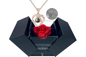 GUCHO Ewige Rose Mit I Love You Halskette, Konservierte Rose Geschenke für Frauen,Ewige Blumen für Mama