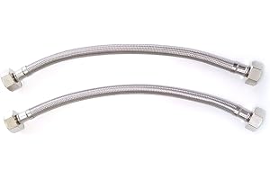 EVERGREEN GOODS LTD Xcel Home™ 2 x 1/2" x1/2" BSP (500mm) Flexible Hose Connectors | DIY Replacement Boiler/Kitchen Sink/Bathroom Basin Flexi Hose Pipe | Easy Installation 304 Grade Stainless Steel Braided Pipes Tails