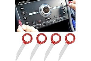 JNNJ 4 Pezzi Chiave di Rimozione Dell'autoradio, Chiave di Rimozione Dell'autoradio con Manicotto di Gomma, Chiave in Acciaio Inox per Autoradio, per Audio Strumento Sblocco Dell'autoradio(Rosso)