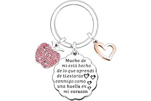 Angelra Regalos de Día del Maestro Llavero Maestro Mujeres Hombres Colgante Grabado Gracias por La atención, La orientación, La inspiración, el ánimo, Por Estar Aquí Llaveros Profesor