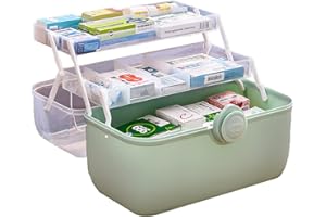 ANMOO Medicine Storage Box 3-Layers Medicine Box With Protable Handle Household Medicine Container (Green)