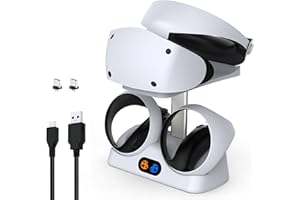 Dual Controller Fast Charging Station for PSVR2 DOBEWINGDELOU Game Accessories for PSVR 2 Console Charger Base with Display Holder, Controller Mount, Magnetic Connector, Type C Cable