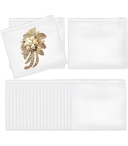 lamphle 100 sacchetti per gioielli, piccoli, in plastica PVC, con striscia di tenuta, 6 x 8 cm, per gioielli, perline, giocattoli, gadget richiudibili, trasparenti