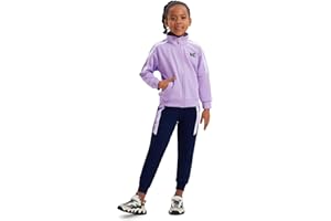 Dmwhsy 2Pack Filles Enfants Tenues Survêtement Ensemble Rayé Bomber Lettre Imprimé Zippé Haut Court Manches Longues avec Poches Bas Sport Authentique Jogger Pantalon à Cordon pour 4-15 Ans