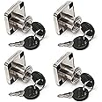 AQSON 4 Pcs Cabinet Lock Key Drawer Desk Lock, Zinc Alloy Wardrobe Furniture Cabinet Locker Door Hardware Lock with 8 Key (Black)