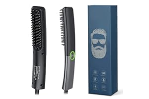 Lidasen Beard Straightener Combs for Men, Multifunctional Ionic Hair Beard Straightener Brush Heated Beard Brush for Men Electric Hair Straightening Styler Tools for Home and Travel