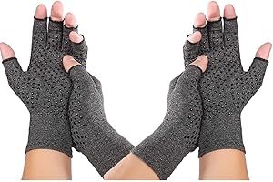 Jesata 2 Pairs Fingerless Compression Arthritis Gloves for Men & Women | Pressure Gloves with Silicone Dots for Support & Warmth | Relief Pain, Rheumatoid, Arthritis, Swelling & Tendonitis Pain