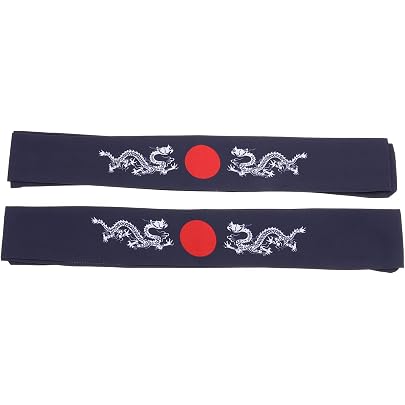 2 Diademas Hachimaki Japonesas - Estampado Ninja - Material Poliéster Transpirable - Talla Única Ajustable