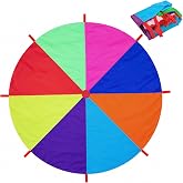 Dimoxii Rainbow Parachute Children's Play Parachute 2 m with 8 Handles and | Dimoxii 210T Polyester Canvas for School, Nurser