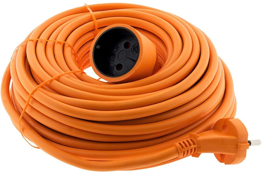 Zenitech - Prolongateur sans Terre obturateur 16A HO5VV-F 2x1,5mm² 20m - Orange