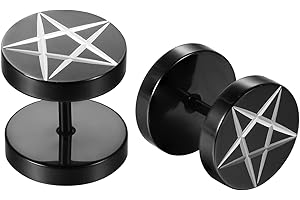 JewelryWe Schmuck Hip Hop FAKE PLUG Edelstahl OHRRINGE SCHRAUBE Ohrstecker Screw Punk Rock Stil Ohrschmuck Tunnel Ohr-Piercings für Herren Damen