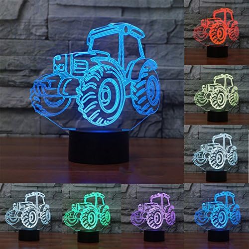 3D Illusion Night Light, 7 Colors Change Touch LED Lamp for Children Birthday Gift (Tractors)