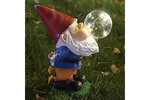 THE ENCHANTED GARDEN BRINGING GARDENS TO LIFE Estatua de gnomo de jardín con Burbujas de pie para Exteriores, estatuilla de gnomo de Resina con energía Solar, Luces LED de jardín, jardín de Resina para decoración de Patio y césped