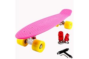 ‎FUNTOMIA FunTomia 57cm Mini-Cruiser Board Skateboard mit oder ohne LED Leuchtrollen inkl. Aluminium Truck, ABEC-9 Kugellager und T-Tool