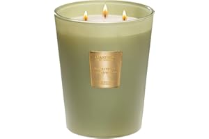 M&SENSE Candela profumata all'eucalipto e al legno di cedro candele a 3 stoppini in cera di soia naturale per la casa profumate candele verdi regalo per Natale 150 ore 990g