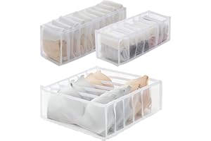 RIVIEVAL Underwear Drawer Organiser, Underwear Organizer and Storage of 3 Bras Socks Organiser Foldable Wardrobe Organiser, High Capacity Closet Dividers for Bras, Socks, Neck Ties and Handkerchiefs
