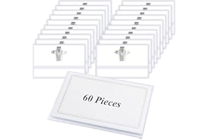 Jogoico Lot de 60 Porte Badges Nominatifs, Badge Personnalisé, Badges avec Épingle, Porte Badges en Plastique Transparent, Étanches Badges pour le Bureau, l'école, la Conférence (9x5.6CM)