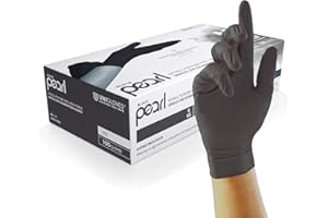 UNIGLOVES Black Pearl Nitrile Examination Gloves - Multipurpose, Powder Free and Latex Free Disposable Gloves - Box of 100 Gloves, Black, Medium (GP0033)