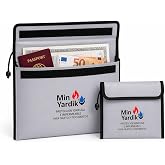MinYardik&reg; Fireproof Bags to Protect Documents and Money - Set of 2 (28 x 38 cm + 17.5 x 23 cm) - Fire and Water Resistant -