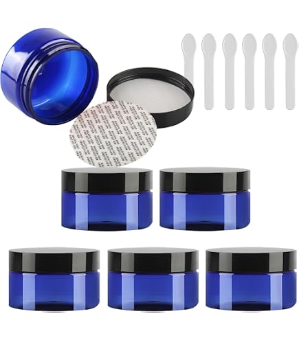 12 Pots Cosmétiques Vides 100ml Transparent Avec Couvercle Or + 6 Spatules