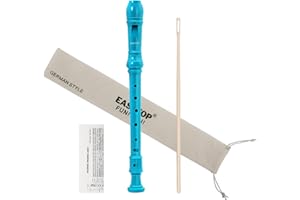 EAST TOP 8-Loch-Kunststoff-Sopranblockflöte für Kinder Anfänger, 8-Loch-Griffflöten-Blockflöteninstrument 3-teilig mit Reinigungsset, Baumwollbeutel, Grifftabelle, bunte Box (Blau)