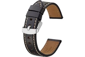 BISONSTRAP Correa de Reloj de Cuero 18mm 19mm 20mm 21mm 22mm 23mm 24mm, Pulsera de Repuesto Piel de Becerro Retro Hombre Mujer