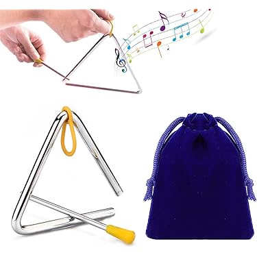 CLUB SALSA Triangolo Musicale H5 In Acciaio Cromato - Con Gancio E Battente, Tono Cristallino