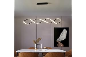 BELLASTEIN Lampa wisząca LED Lampa wisząca Lampa wisząca Stół jadalny Czarny żyrandol ze zdalnym sterowaniem Lampa wisząca Nowoczesna lampa wisząca do jadalni Salon Sypialnia Kuchnia Lampa (Czarny, L120cm)