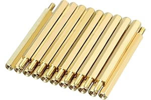 sourcing map 20pcs M3 60+6mm Female Male Thread Brass Hex Standoff Spacer Screws PCB Pillar