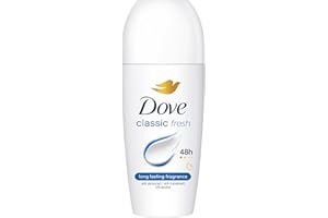 Dove Classic Women's Antiperspirant Deodorant Roll On for 48 hour protection and underarm care with ¼ moisturising cream 50 ml, Pack of 6