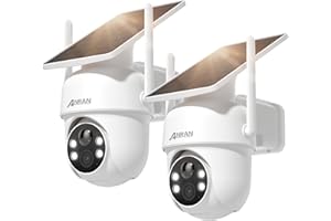 ANRAN 5MP FHD Videocamera Sorveglianza Esterno senza Fili, 360° Telecamera con Pannello Solare Incorporati, Visione Notturna a Colori, Avvisi Intelligenti, Compatibilità con Alexa, IP66, Q4 Max 2Pz