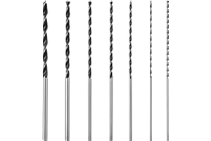 ALTcompluser 7 Stück Extra Lange Holzbohrer Bohrer Set 4 mm, 5 mm, 6 mm,7 mm, 8 mm, 10 mm, 12 mm Holzbohrer HSS Spiralbohrer zum Bohren für Die Holzbearbeitung Manuelle(300 mm)